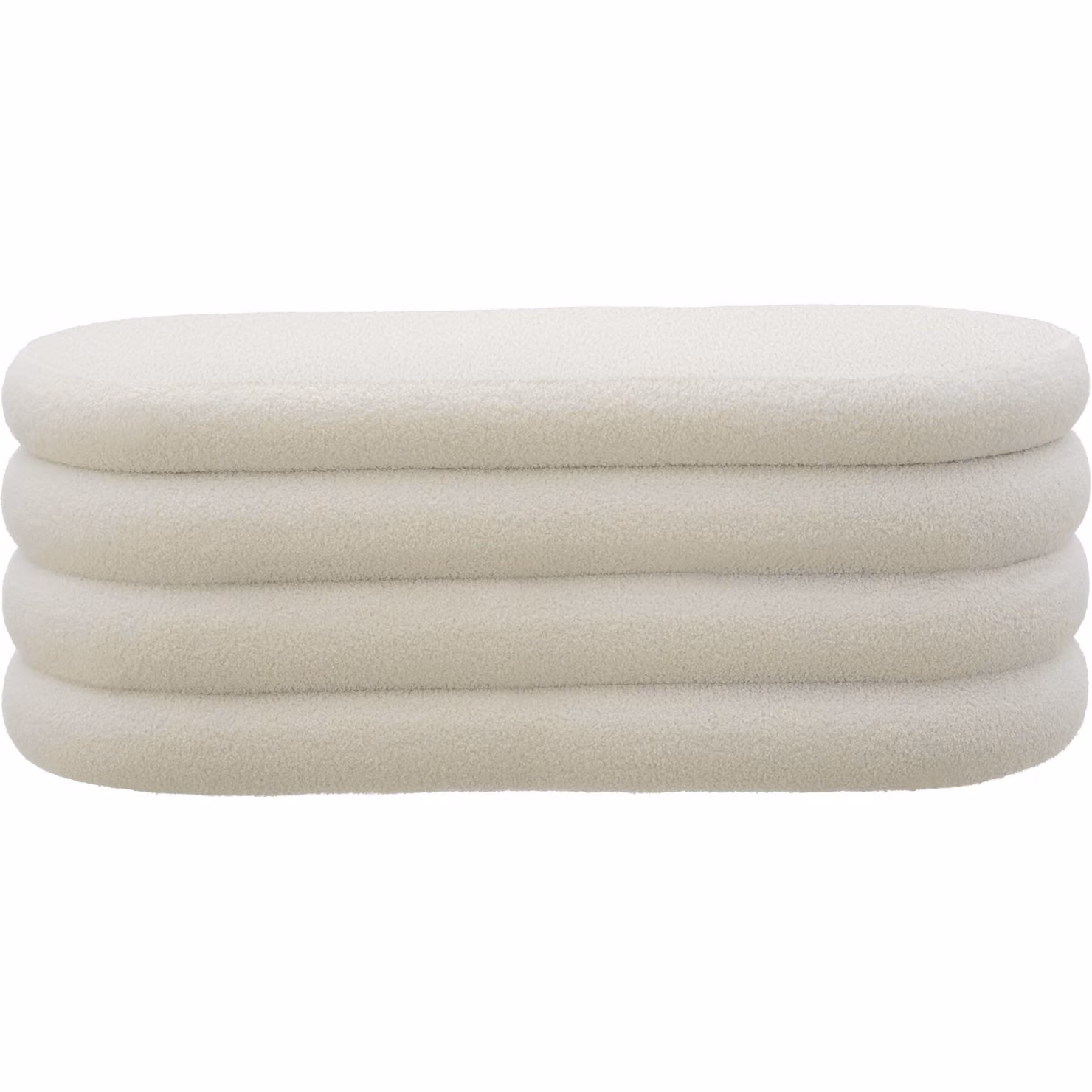 Panca contenitore imbottita Altu tectake in tessuto bouclé bianco con ampio spazio interno L/P/H: 150 x 45 x 42 cm – 3