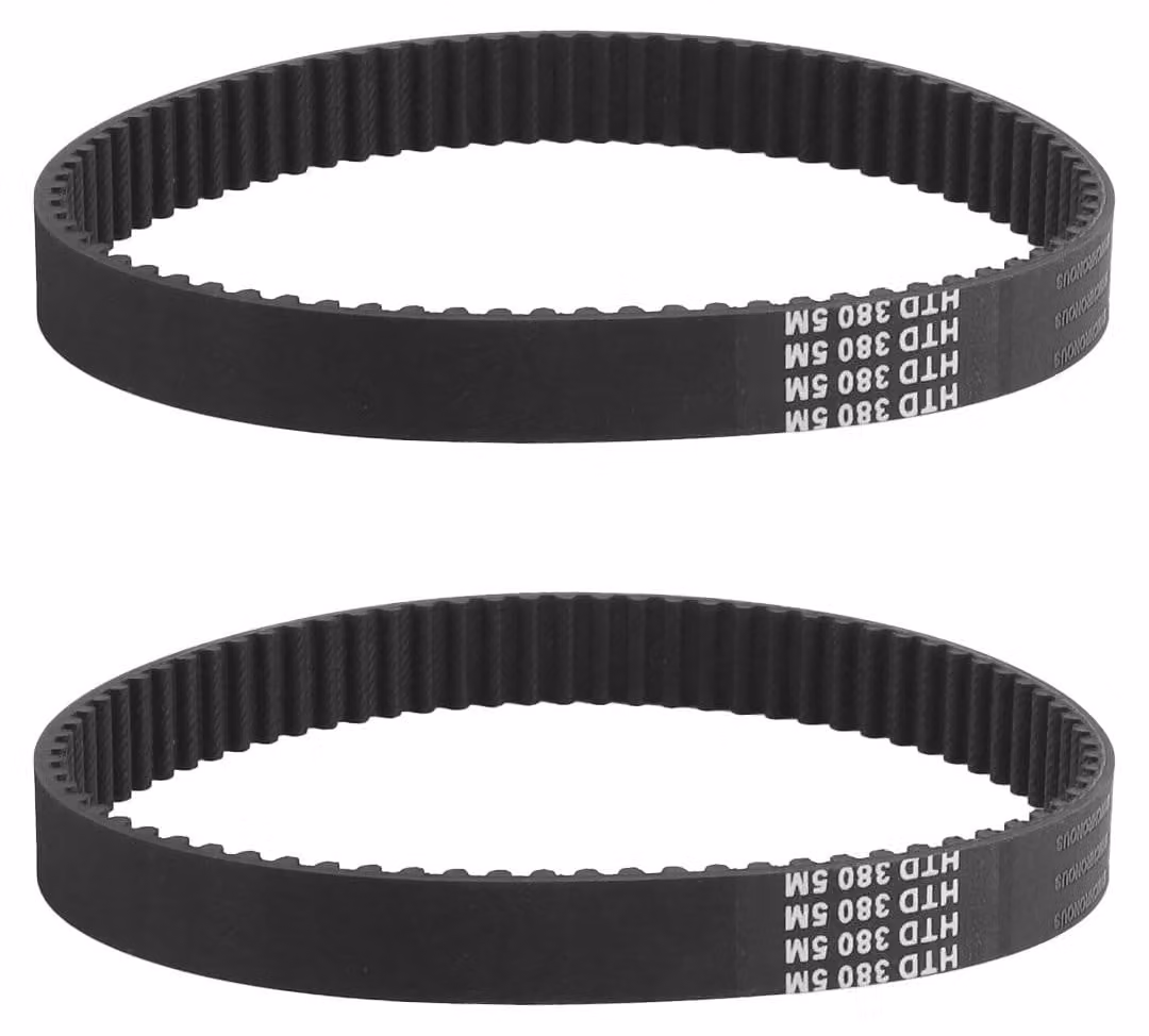 2 cinghie di trasmissione in gomma - 76 denti, lunghezza del passo di 380 mm, larghezza di 15 mm