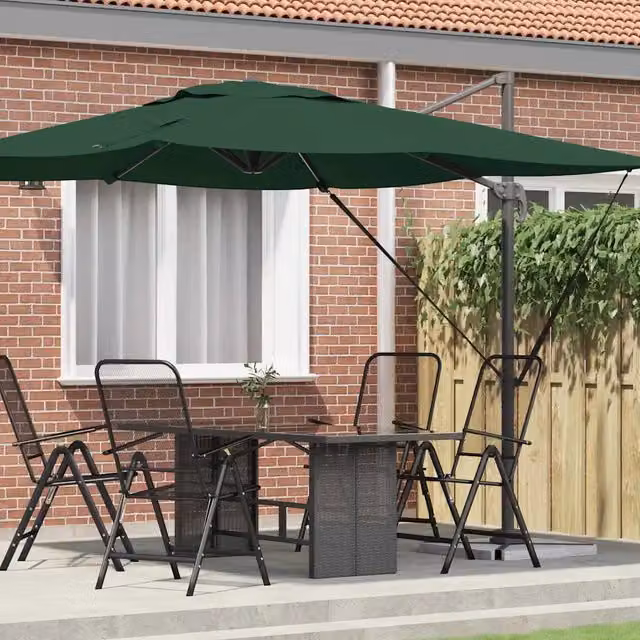 Parasole Roma-Ombrellone da giardino Verde 286 x 284 x 265 cm Alluminio e Poliestere