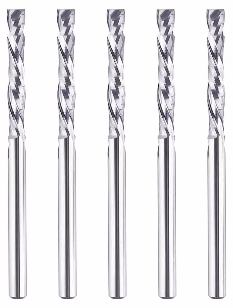5 frese a spirale CNC per lavorazioni di compressione, diametro del gambo 3,175 mm, diametro di taglio 22 mm, lunghezza di taglio, durezza HRC 55