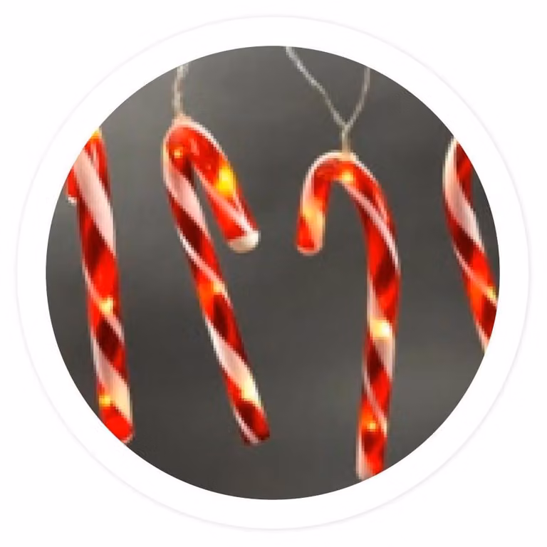 Catena luminosa a LED a forma di bastoncini di zucchero, lunghezza 1,2 metri, alimentata a batteria, decorazione per feste