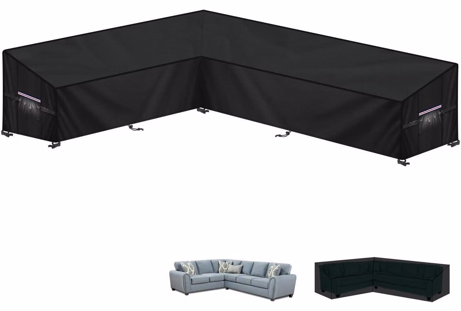 Telo protettivo a forma di L per mobili da esterno, in tessuto Oxford 420D, impermeabile, dimensioni 210x300x102x80/60 cm
