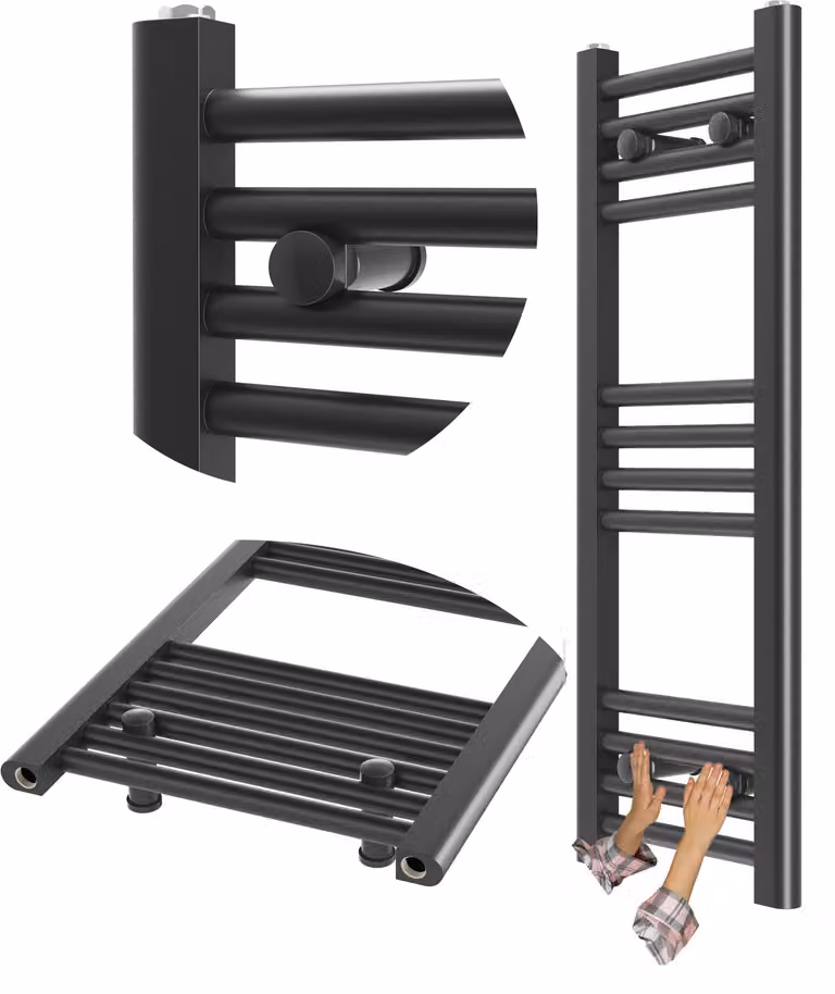 Granitan - Radiatore da bagno - Scaldasalviette - 30x80 cm - Nero - Scaldasalviette - BRENO