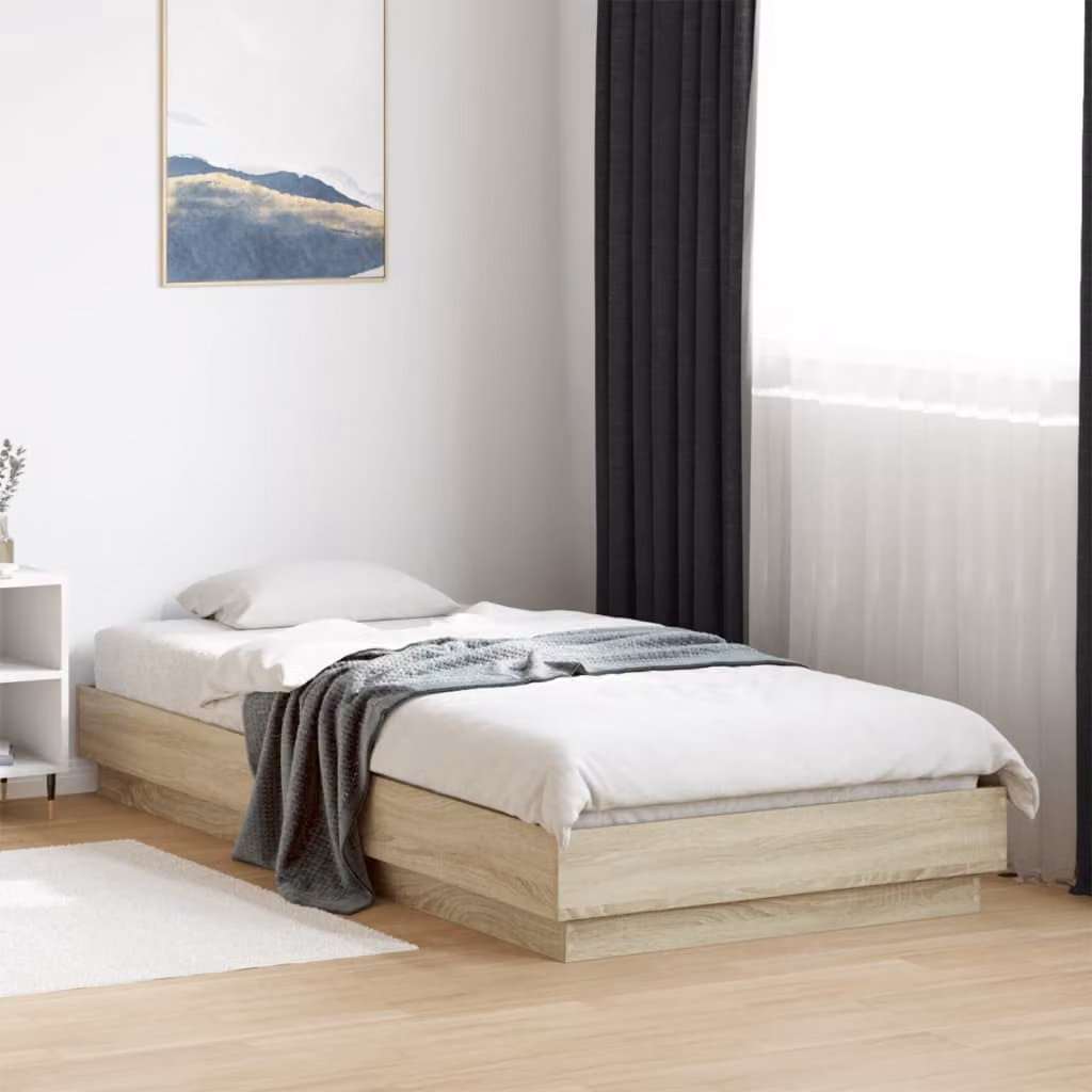 vidaXL Giroletto in Rovere Sonoma con Listelli in Legno e senza Materasso L/P: 100 x 200 cm