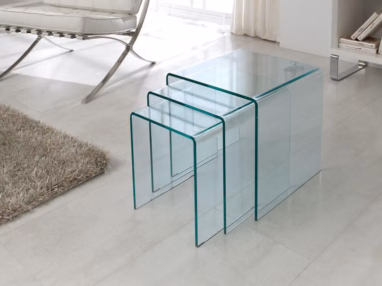 Set di 3 tavolini "Irène" - 42 x 42 x 42 cm - Trasparenti