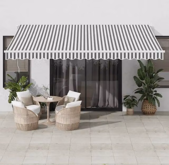 Tenda Sole Retrattile Automatica 450x350 cm Antracite e Bianco 3215798