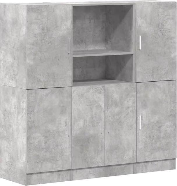 Set di Armadio pensile | Mobili da Cucina 3 pz Grigio Cemento in Truciolato