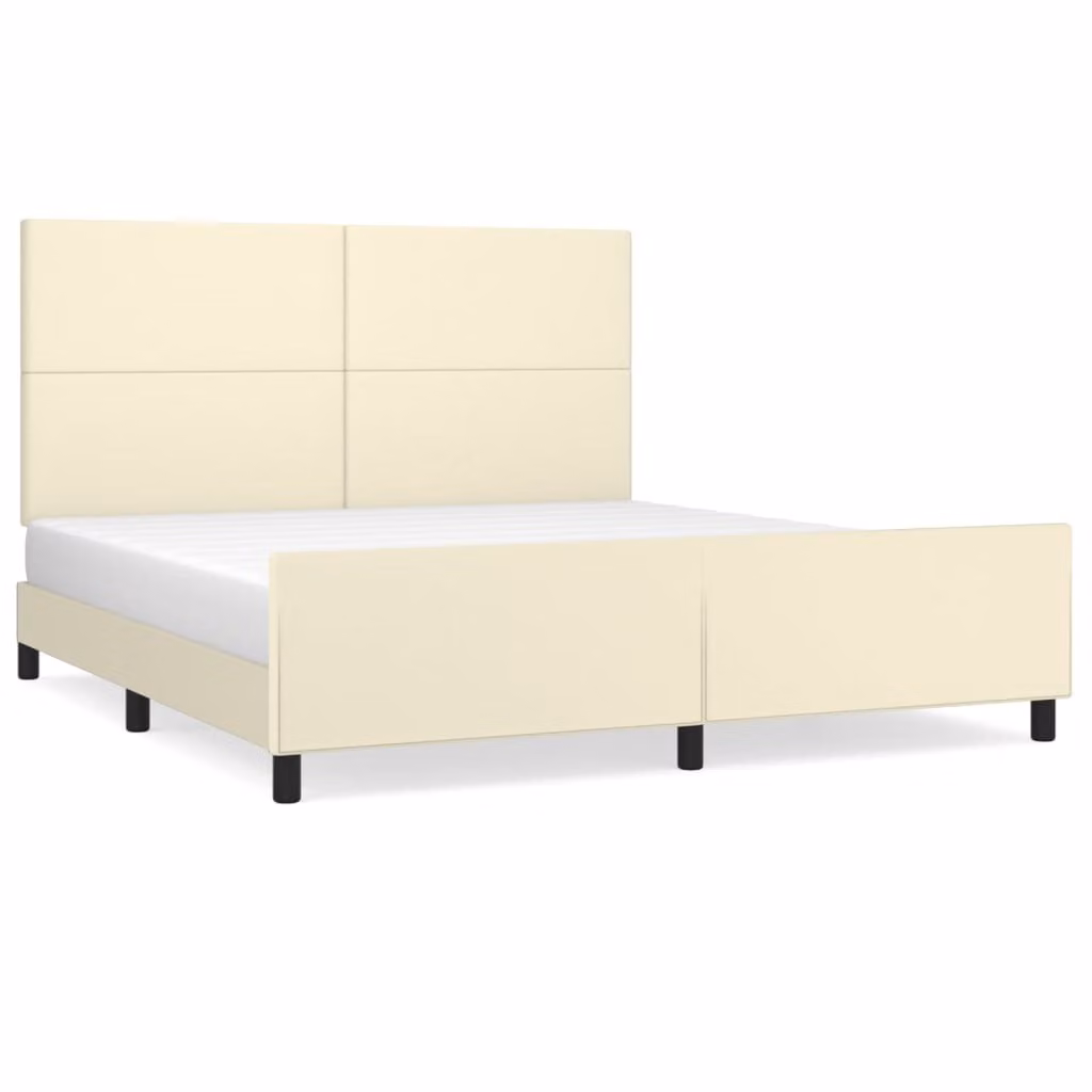 Giroletto con Testiera Crema 180x200 cm in Pelle finta