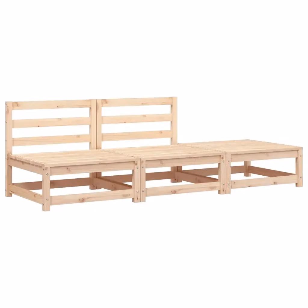 vidaXL Divano da Giardino in Legno di Pino Massello Marrone con Poggiapiedi e Cuscini – 2
