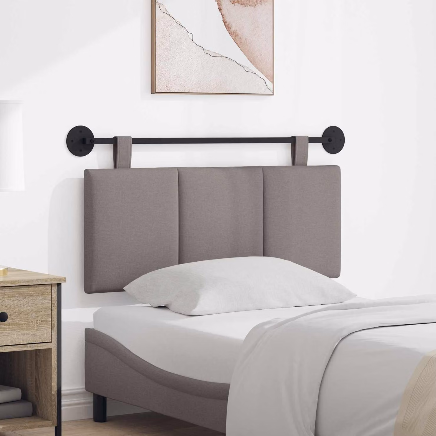 vidaXL Testiera del letto sospesa in velluto con illuminazione integrata, colore tortora