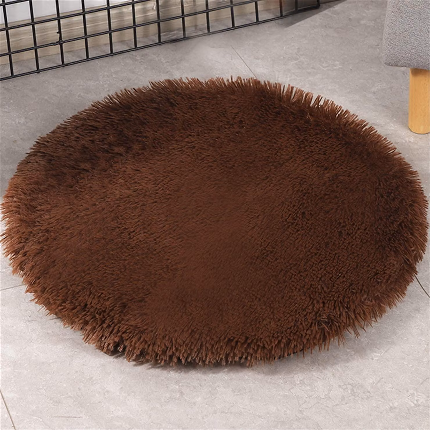 Tappetino per cani, cuccia per animali domestici, diametro 80 cm, colore caffè, in peluche, lavabile