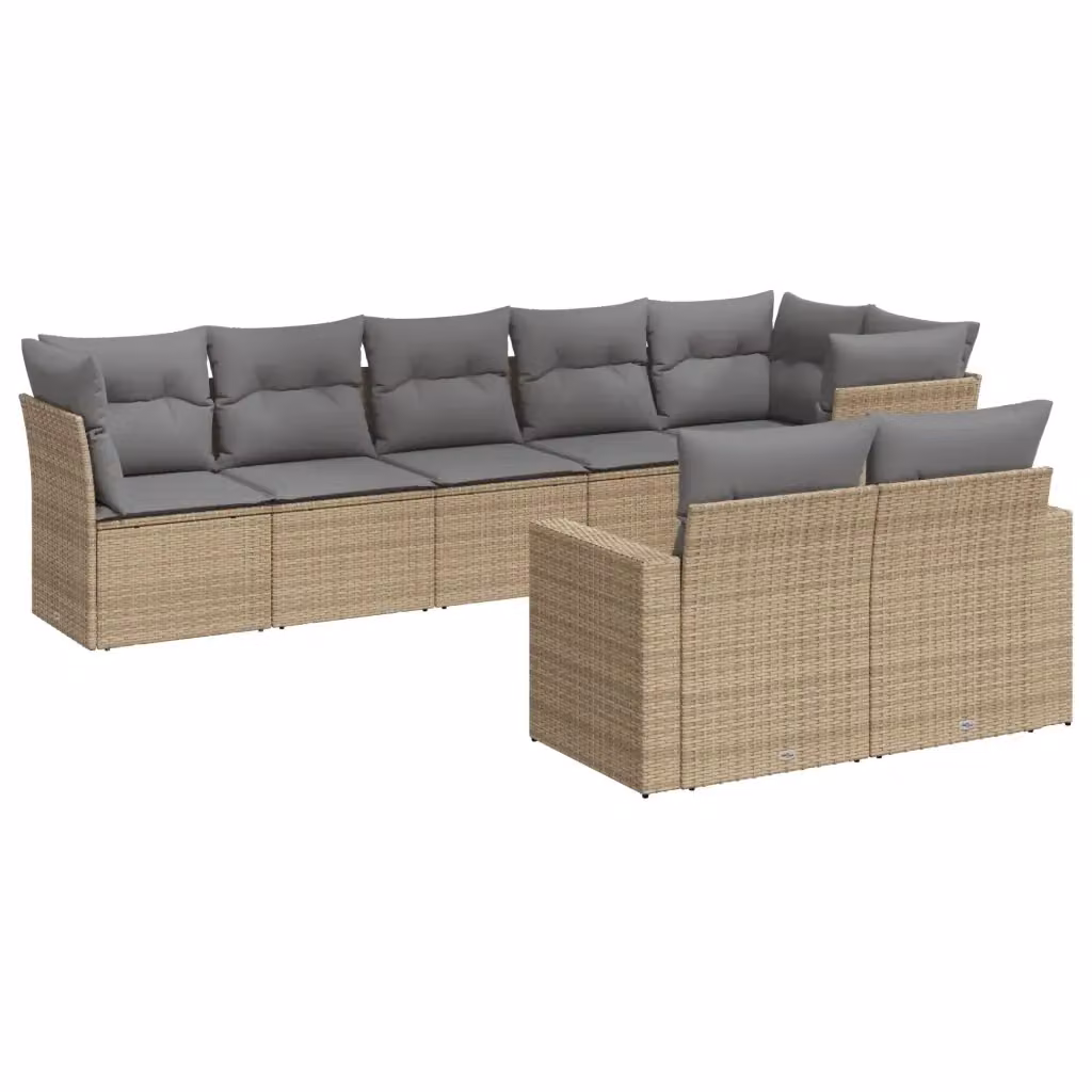 Set Divano da Giardino vidaXL 8 pz in Polyrattan con Cuscini Beige e Grigio – 2