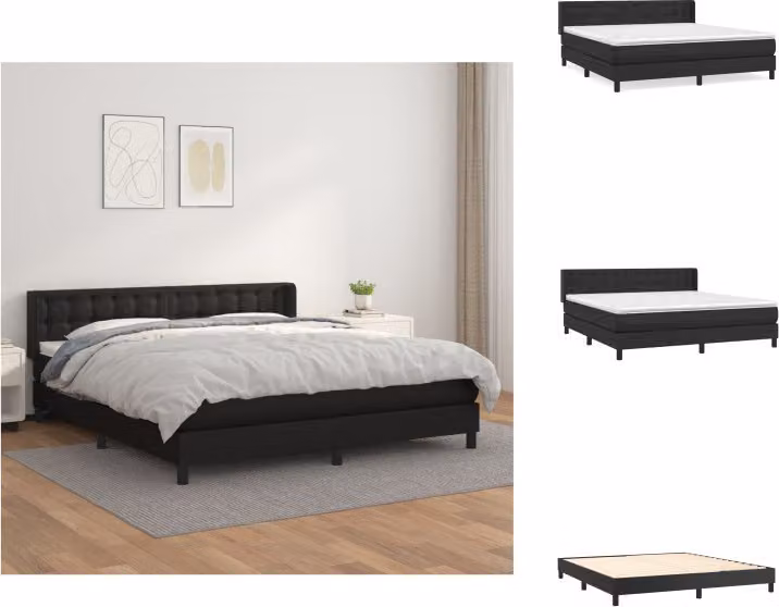 vidaXL Letto a molle con materasso nero 160x200 cm in Pelle finta - Letti & strutture letto