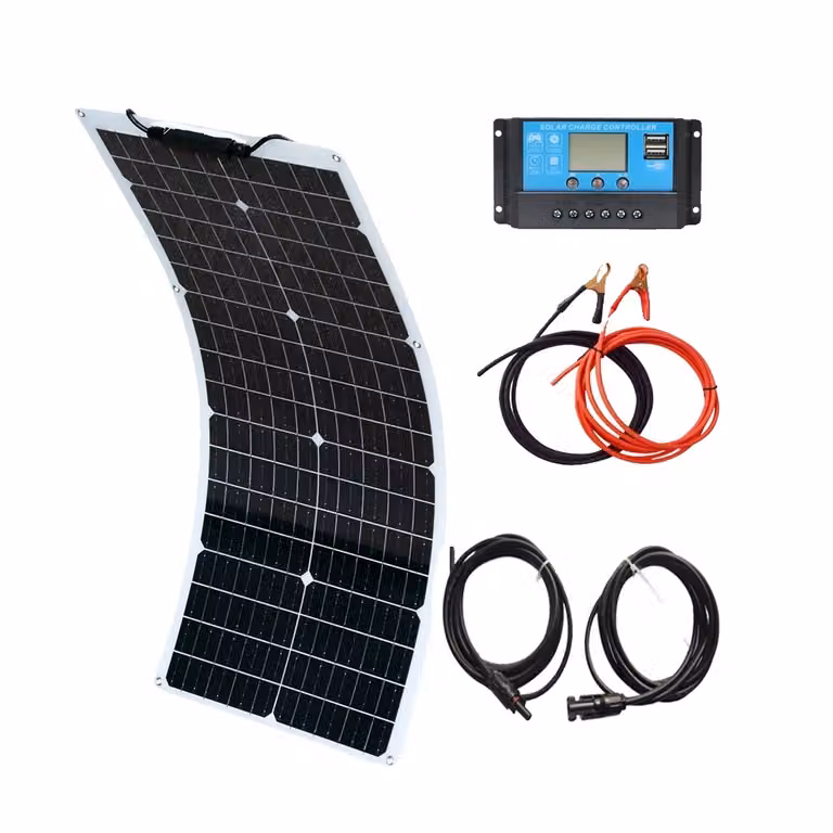Set di moduli solari ad alte prestazioni, 50W/100W monocristallino, design flessibile, kit 50W bianco