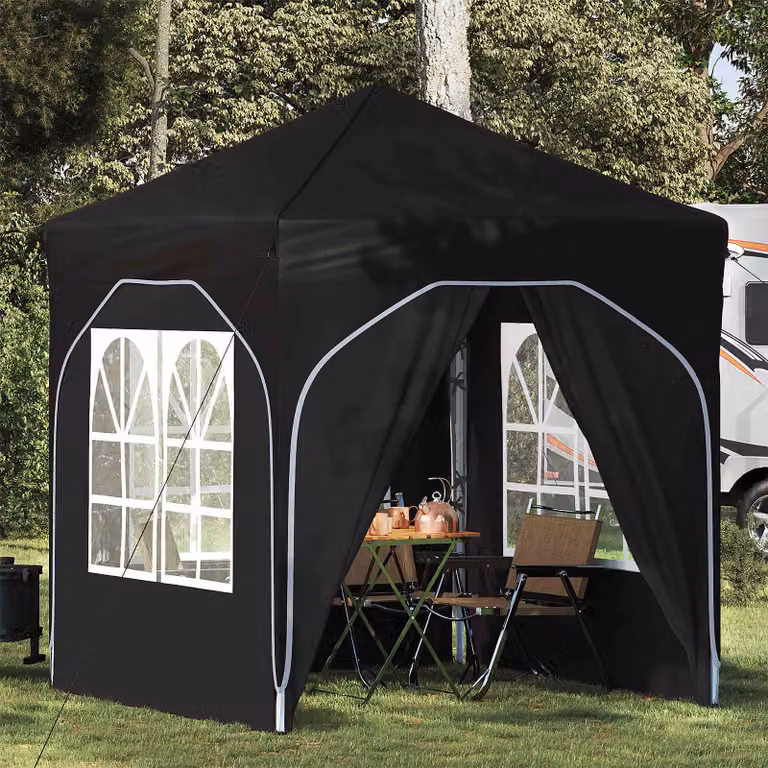 Tenda per feste pop-up vidaXL in poliestere e acciaio, Nero, L/P/H: 192 x 192 x 245 cm