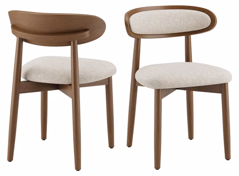 Set di 2 sedie da pranzo in legno massello, stile scandinavo, con schienale ergonomico e seduta imbottita, confortevoli e con supporto lombare
