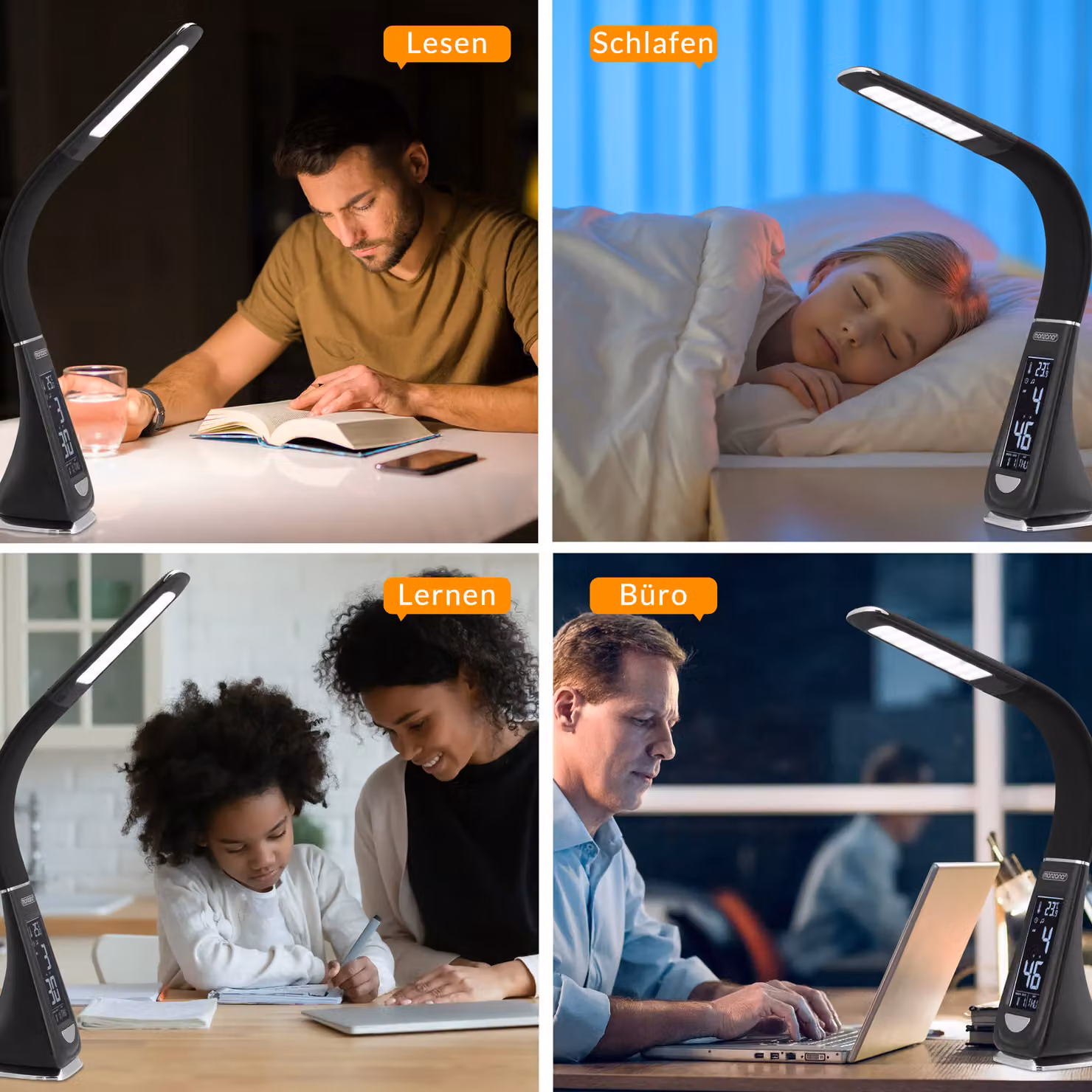 Lampada da tavolo LED Lilly monzana nera regolabile e dimmerabile – 2