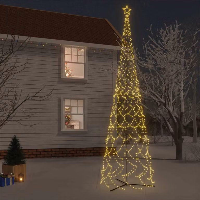 Albero di Natale a forma di cono vidaXL con 3000 LED luce bianca calda, Altezza: 230 cm, Diametro: 80 cm