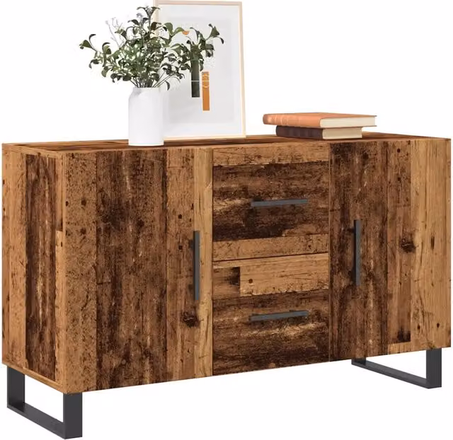Credenza Buffet Design Mania in Legno Antico Marrone con Ante a Battente, Stile Industrial, L: 100 cm, P: 36 cm, H: 60 cm