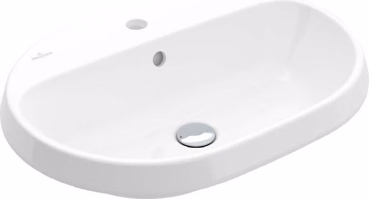 Villeroy & Boch Architectura - Lavabo da incasso, 600x450 mm, con sfioratore, foro per rubinetto, bianco alpino 5A666001