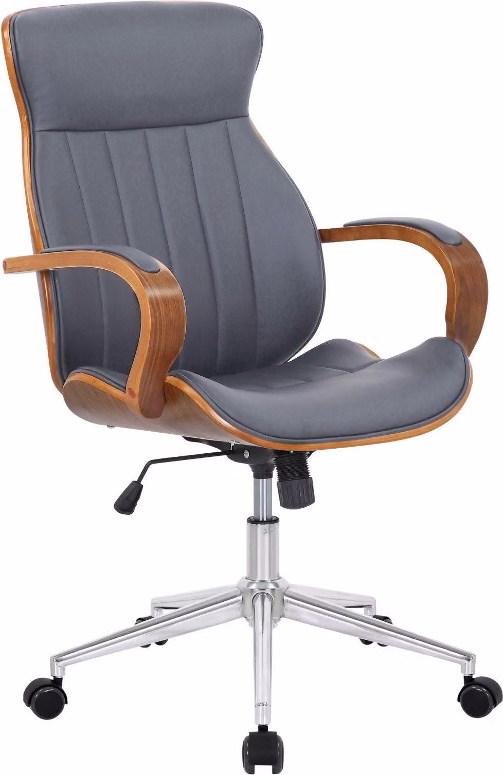 Sedia da ufficio in Pelle finta - Sedia da ufficio ergonomica - Design girevole a 360° | Colore: noce/grigio