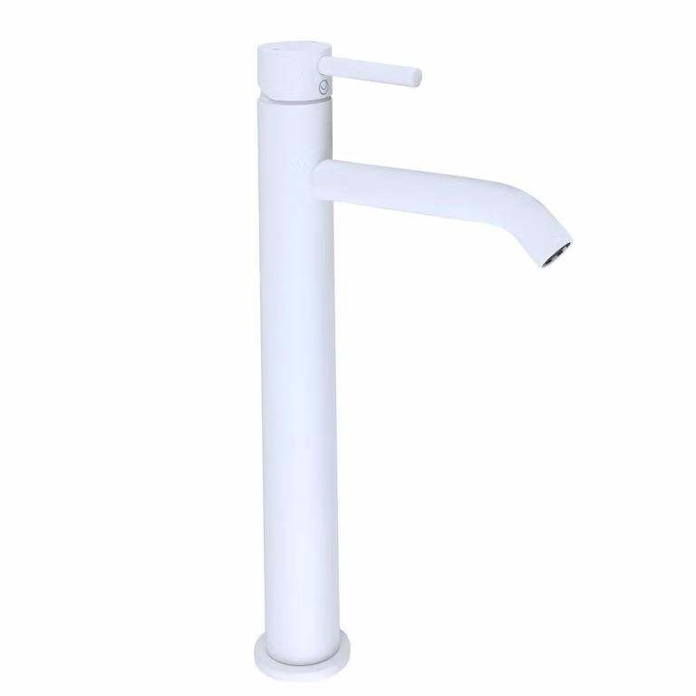 Miscelatore Moderno Alto per Lavabo Monoforo - Bianco Gesso