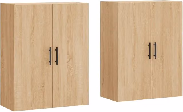 Set di 2 armadietti da parete dal design elegante 69,5 x 34 x 90 cm ampio spazio di archiviazione in legno multistrato rovere sonoma 02_0055374