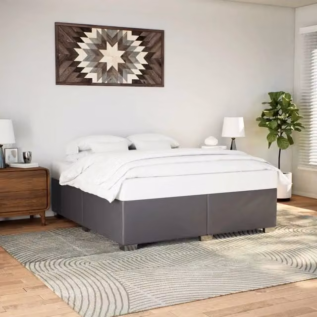 Letto con giroletto in similpelle grigia vidaXL L/P: 180 x 200 cm