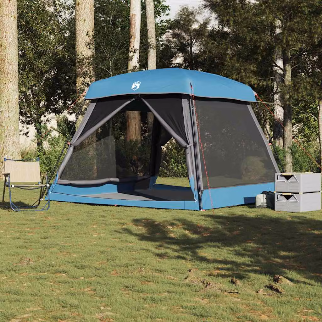 Tenda Familiare Impermeabile vidaXL per 6 Persone, Blu, in Poliestere, L: 317 cm, P: 225 cm, H: 3 cm