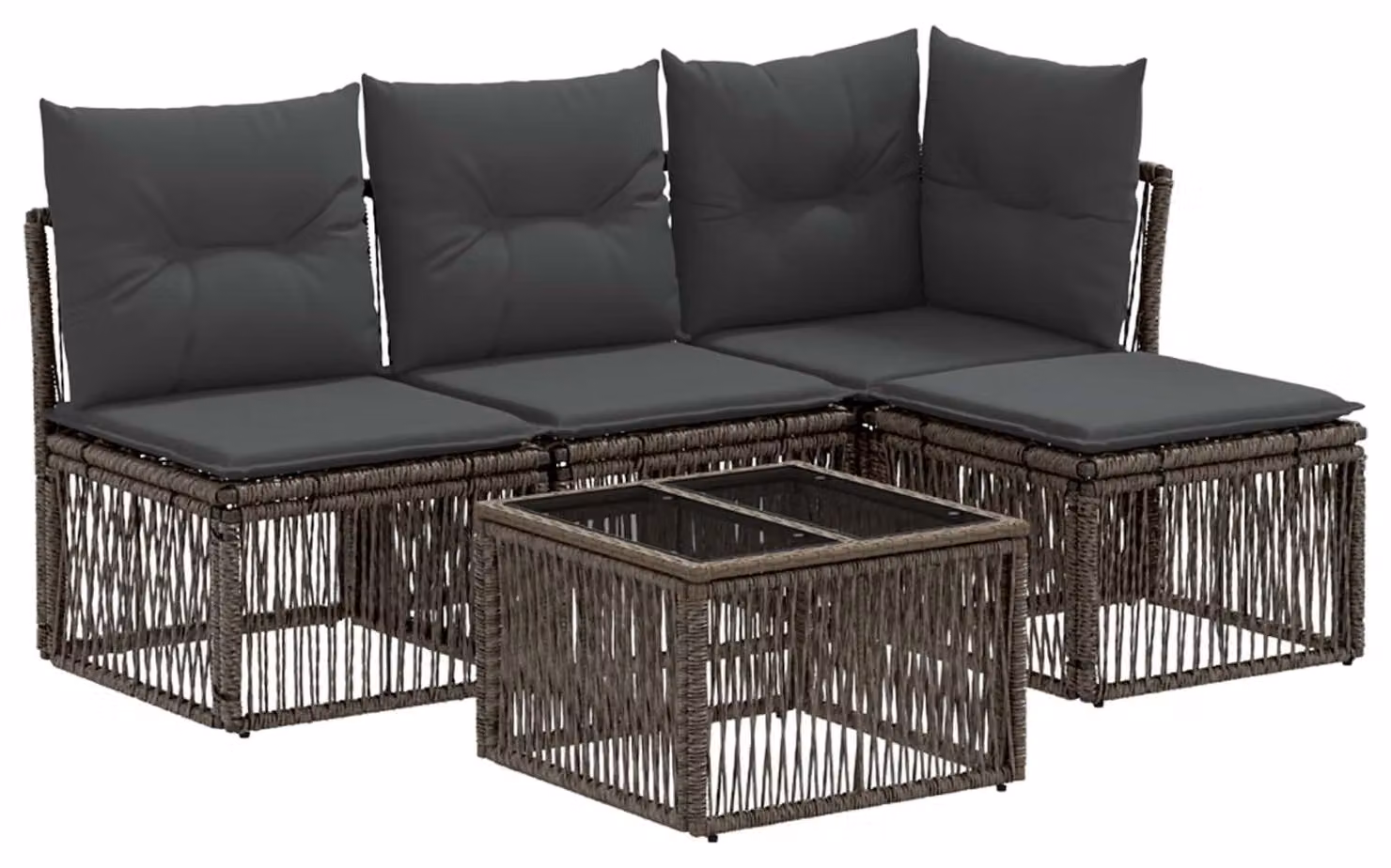 Set Divano da Giardino 5 pcs Grigio polyrattan