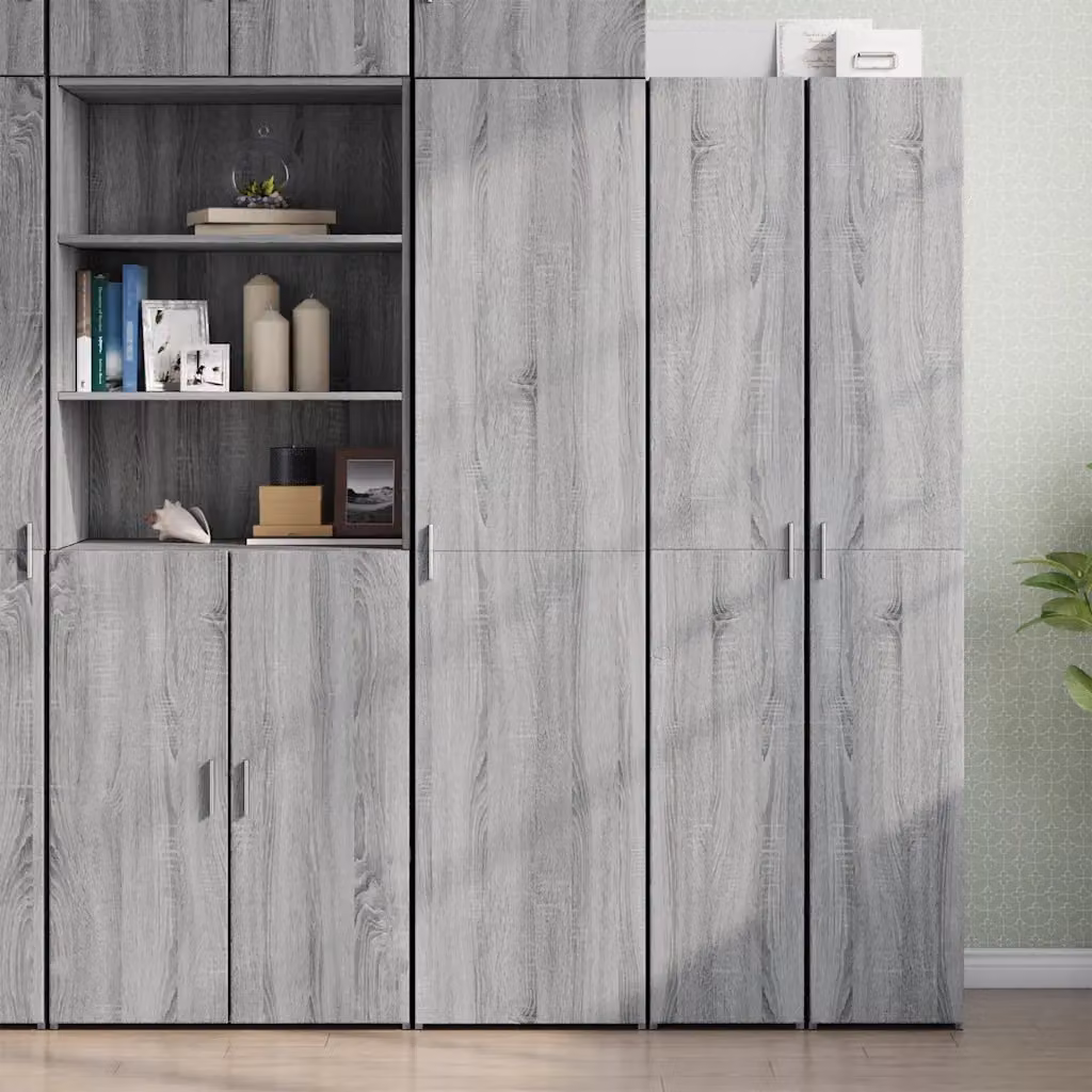 Credenza moderna vidaXL in legno MDF Grigio Sonoma L: 45 cm, P: 42,5 cm, H: 185 cm