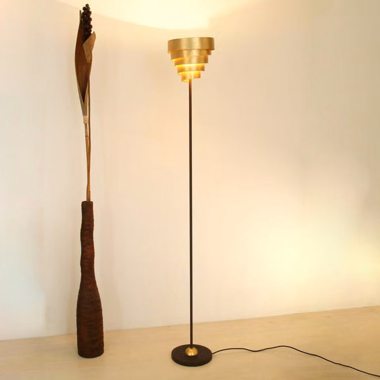 Holländer Lampada da terra BANDEROLE, Ottone / Oro, Soggiorno / Sala da pranzo, Metallo, Moderno, Lampada da terra
