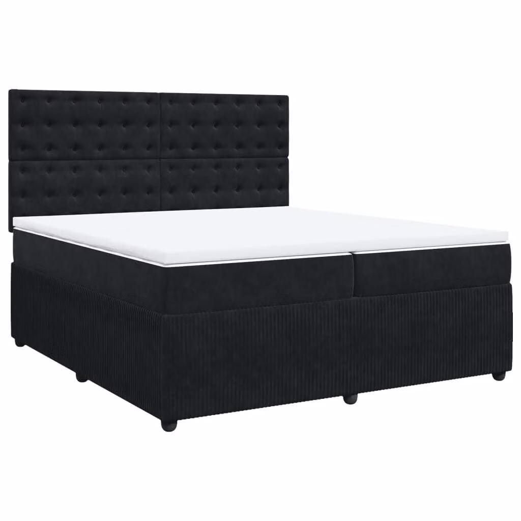 Giroletto a Molle con Materasso Nero 200x200 cm in Velluto
