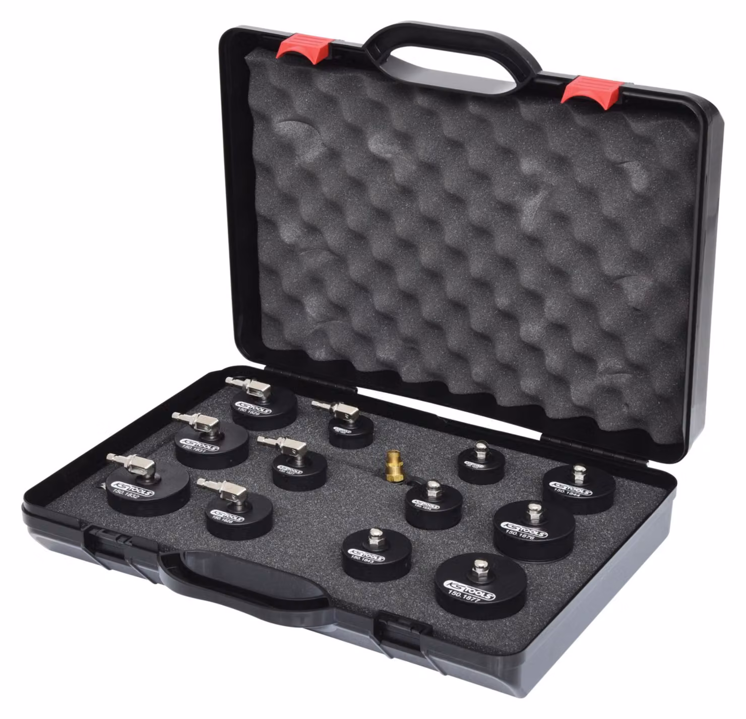 KS TOOLS Kit di prova del sistema di aria di sovralimentazione a baionetta per turbocompressori, set di 13 pezzi - 150.1825