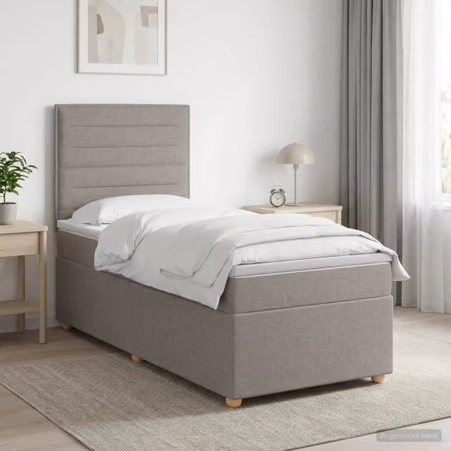 Letto box spring con materasso Tortora 100 x 200 cm Tessuto 3453813