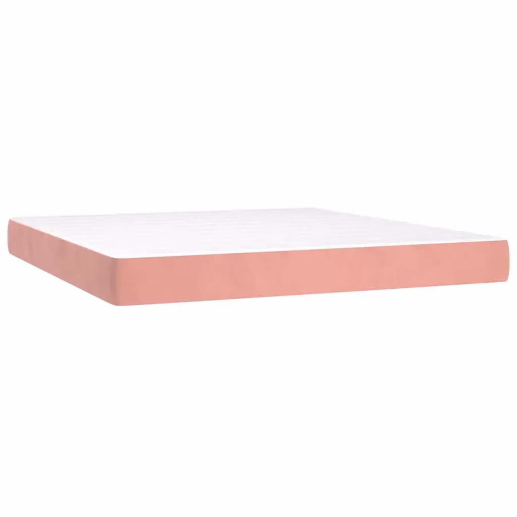 Materasso Ibrido vidaXL in Velluto Rosa e Bianco, Rigidità Media H3, L: 180 cm, P: 200 cm, H: 20 cm – 2