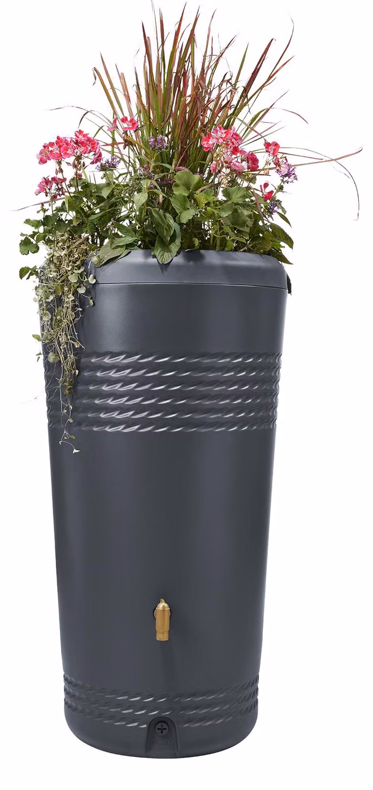 4rain MILO 2in1 serbatoio per pioggia 230 litri grigio grafite incl. ciotola per piante