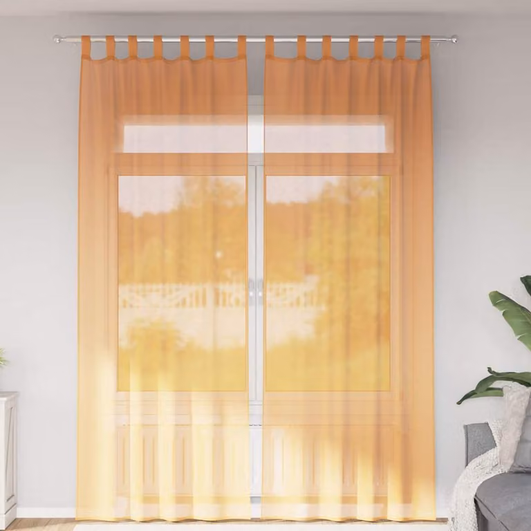 Set di 2 tende semitrasparenti in voile vidaXL arancioni con passanti, L 140 cm x H 260 cm