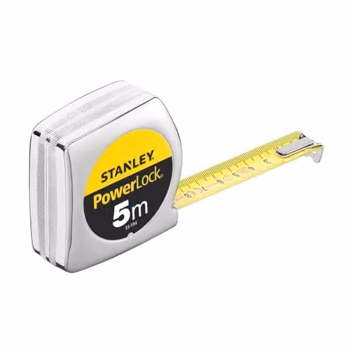 STANLEY 0-33-194 Flessometro Powerlock, 5 m x 19 mm, Con Foro