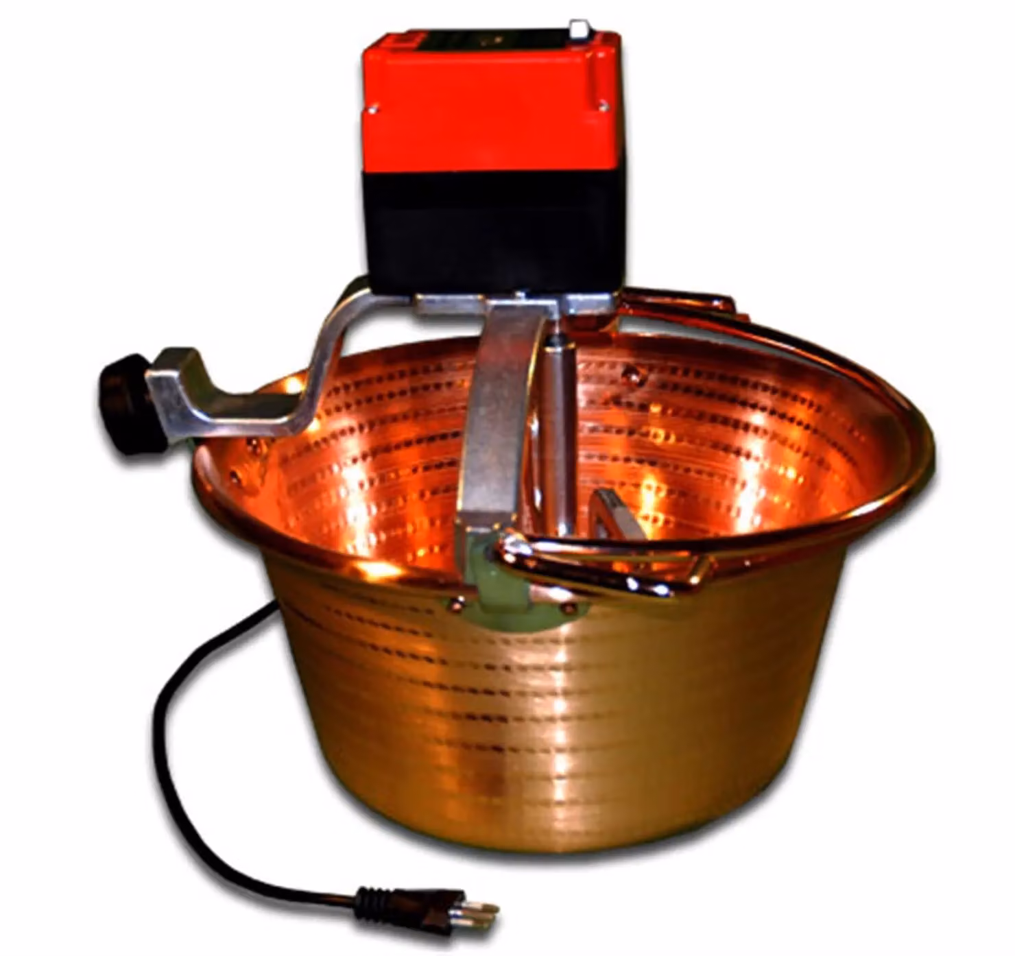 Paiolo elettrico in rame martellato fondo piano, diam. 38cm (Mot. 30W)