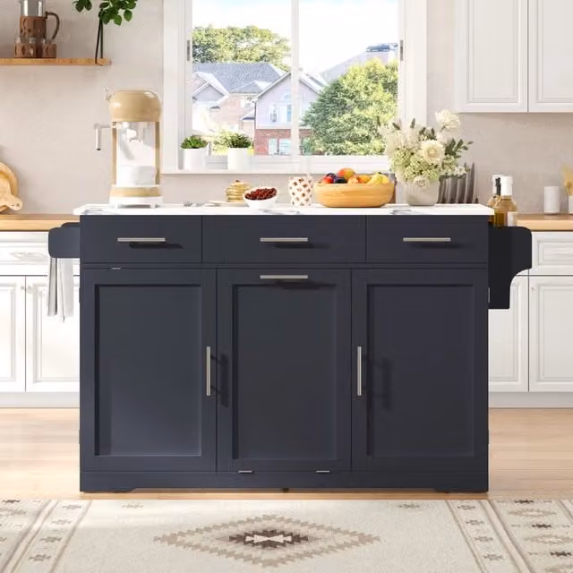 Carrello da cucina con pattumiera, 3 cassetti, 2 ripiani nelle ante e prese USB, su ruote, grigio, 136 × 50 × 92 cm