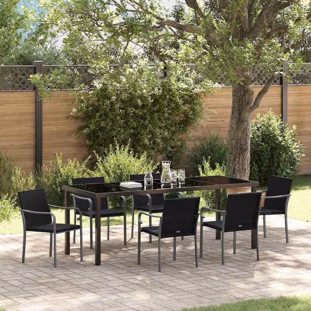Maison Exclusive - Set da giardino per esterni, 7 pezzi, rattan in polietilene nero e grigio