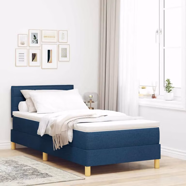 Letto ibrido con testiera e cuscino vidaXL in tessuto blu L: 100 cm, P: 200 cm, H: 203 cm