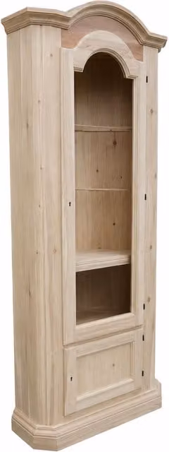 Vetrina ad angolo Mobili 2G con 2 ante in vetro e ripiani interni in legno grezzo L/P/H: 55 x 55 x 185 cm – 1