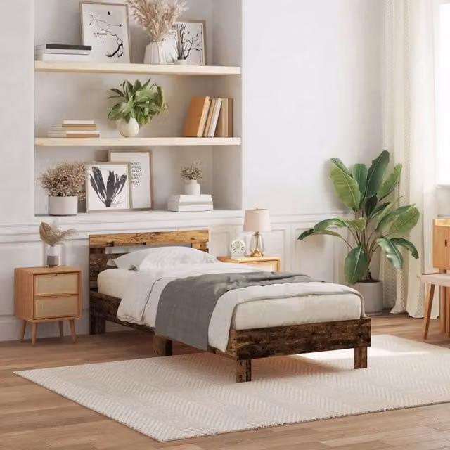 Letto con testiera in legno vecchio vidaXL, colore marrone, L/P/H: 100 x 200 x 104 cm