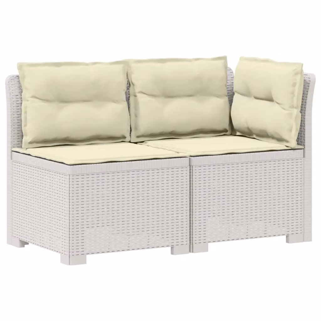 Divano da giardino a 2 posti vidaXL in rattan sintetico bianco con cuscini imbottiti e coperture rimovibili – 2