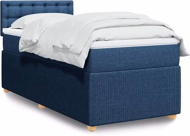 Letto con Giroletto a Molle e Materasso vidaXL, Blu e Bianco, L/P/H: 200 x 90 x 76,5 cm – 1