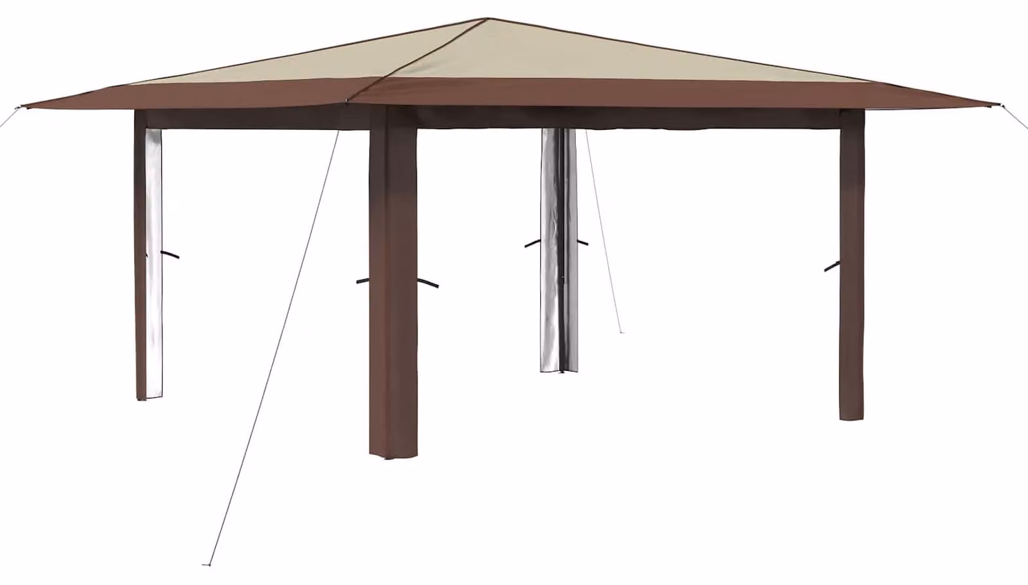Gazebo senza pareti laterali, dimensioni 4 x 4 metri, colore crema e marrone
