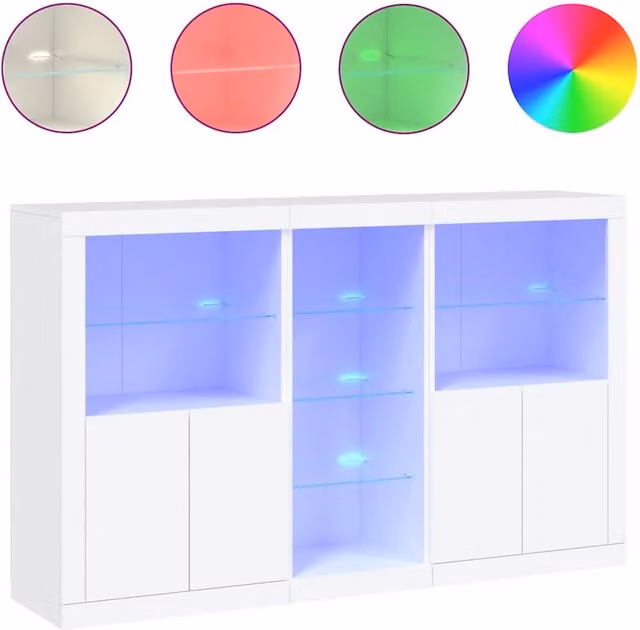 Credenza | Madia | Buffet da pranzo | Armadio da pranzo con Luci LED Bianca 162x37x100 cm