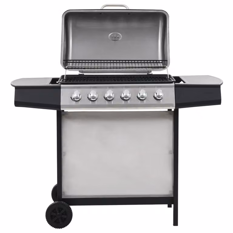 Barbecue a gas con 6 zone di cottura, in acciaio inossidabile, colore argento